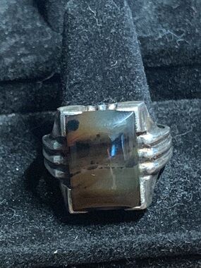 Men's Silver Ring with Brown Stone